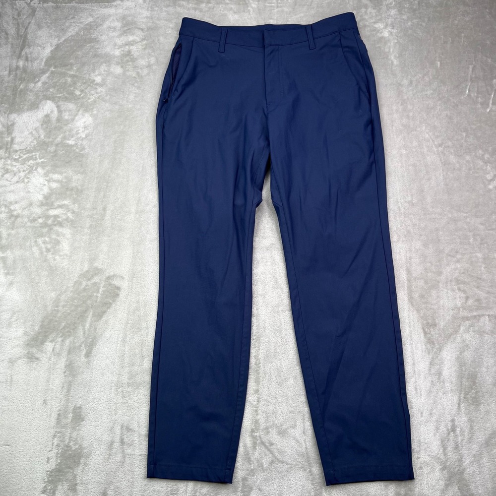 Fabletics Only-Go Pants Mens 30x28 Navy‎ Blue Solid Performance Chino Trousers